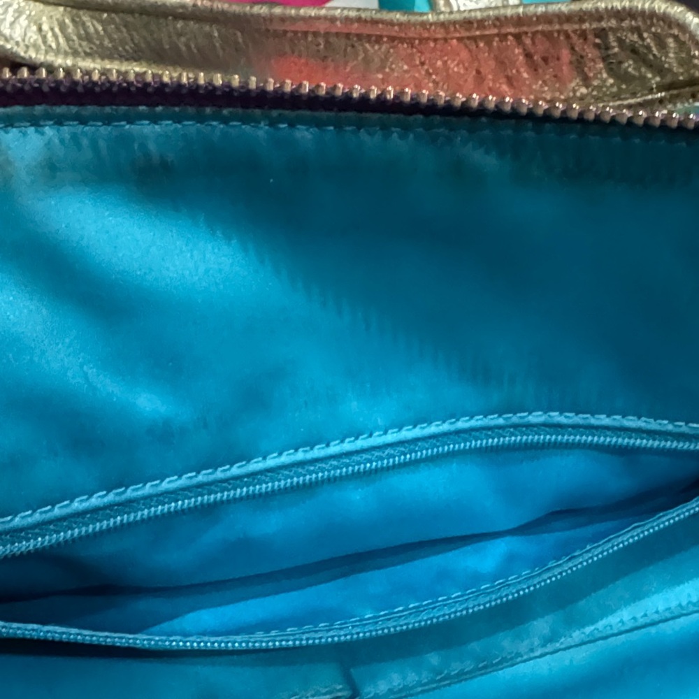 Coach Certified Authentic Multicolor Signature Tote with Gold Leather Straps - Picture 11 of 14